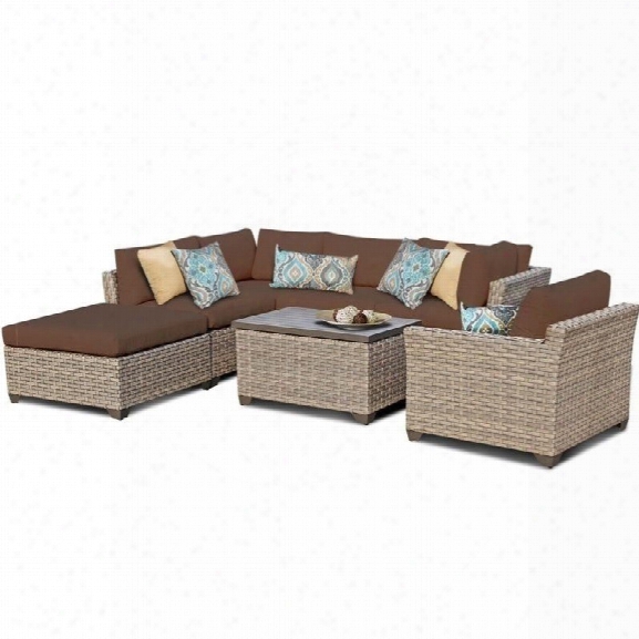 Tkc Monterey 7 Piece Outdoor Wicker Sofa Set In Cocoa