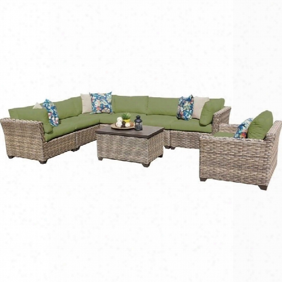 Tkc Monterey 8 Piece Outdoor Wicker Sofa Set In Cilantro