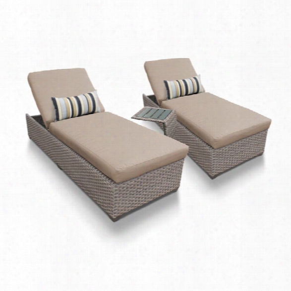 Tkc Oasis 3 Piece Patio Chaise Recline Set In Wheat