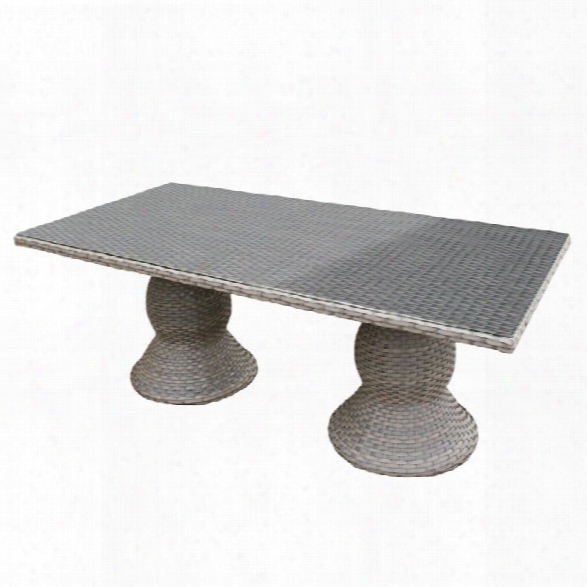 Tkc Oasis 80 X 40 Glass Top Patio Dining Table In Gray Stone