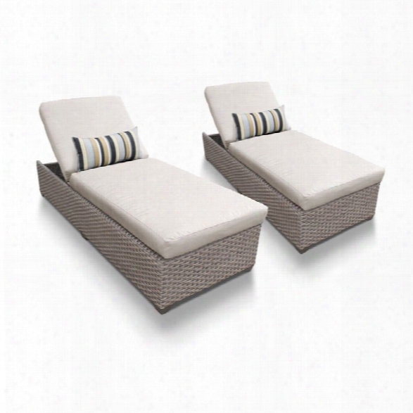 Tkc Oasis Patio Chaise Lounge In Beige (set Of 2)