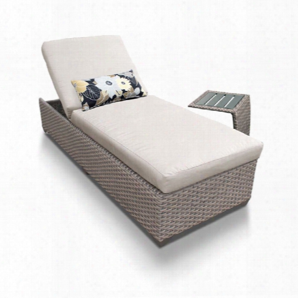 Tkc Oasis Patio Chaise Lounge With Side Table In Beige