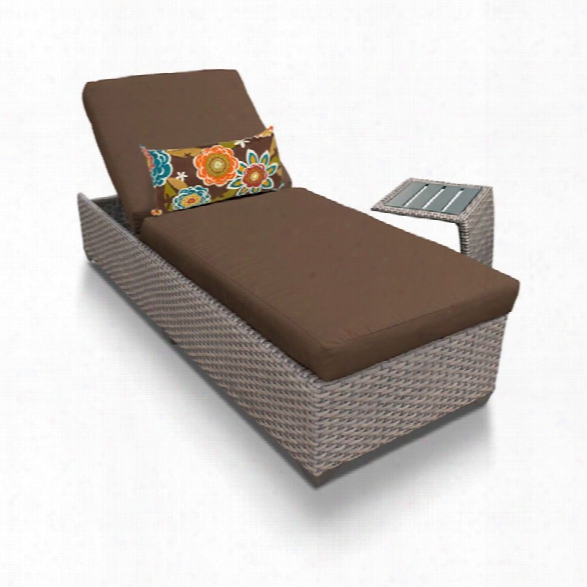 Tkc Oasis Patio Chaise Lounge With Side Table In Dark Brown