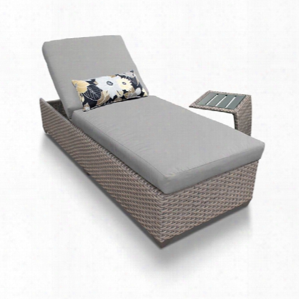 Tkc Oasis Patio Chaise Lounge With Side Table In Gray