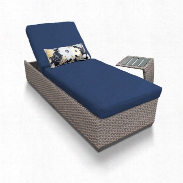 Tkc Oasis Patio Chaise Lounge With Sdie Table In Navy