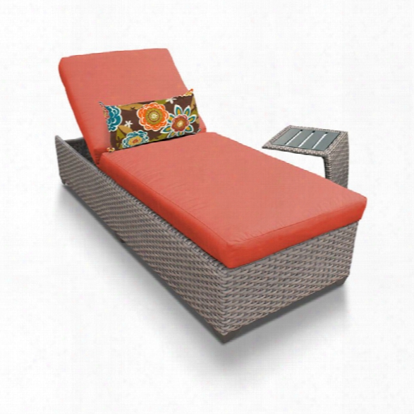 Tkc Oasis Patio Chaise Lounge With Side Table In Orange