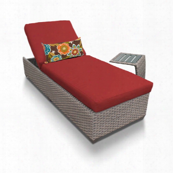 Tkc Oasis Patio Chaise Lounge With Side Table In Red