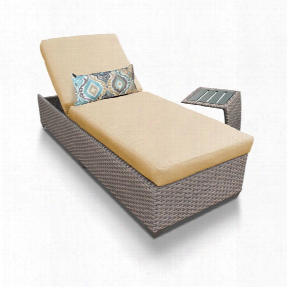 Tkc Oasis Patio Chaise Lounge With Side Table In Sesame