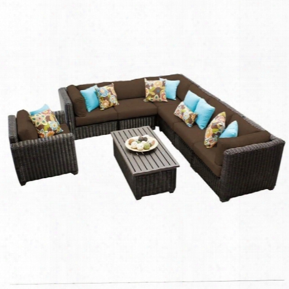 Tkc Venice 8 Piece Outdoor Wicker Sofa Set In Cocoa