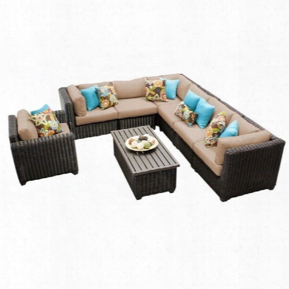 Tkc Venice 8 Piece Outdoor Wicker Sofa Set In Wheat