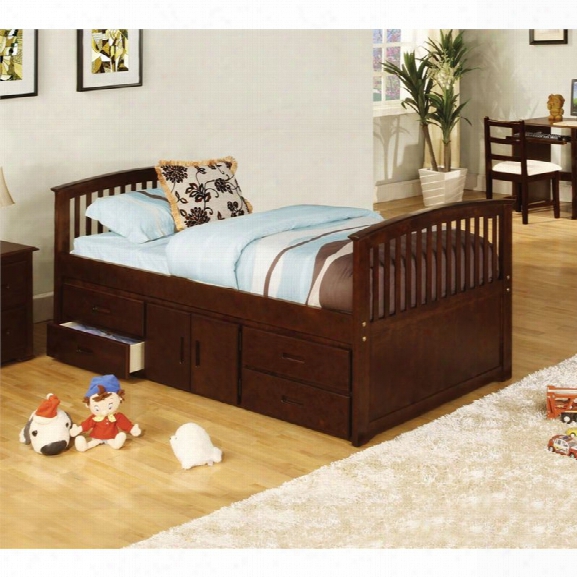 Furniture Of America Carra Twin Slat Captian Bed In Dark Oak