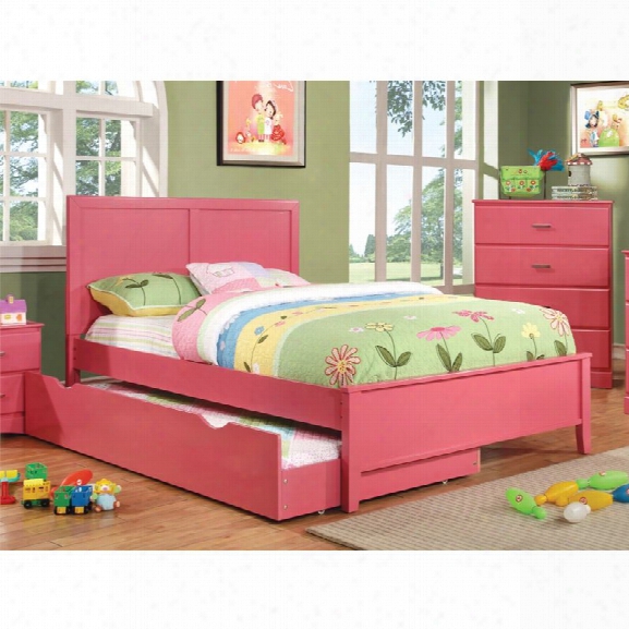 Furniture Of America Geller Full Panel Bed In Raspberry Pink