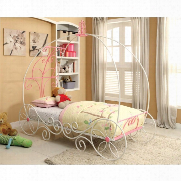 Furniture Of America Heiress Twin Metal Bed In Pink And White