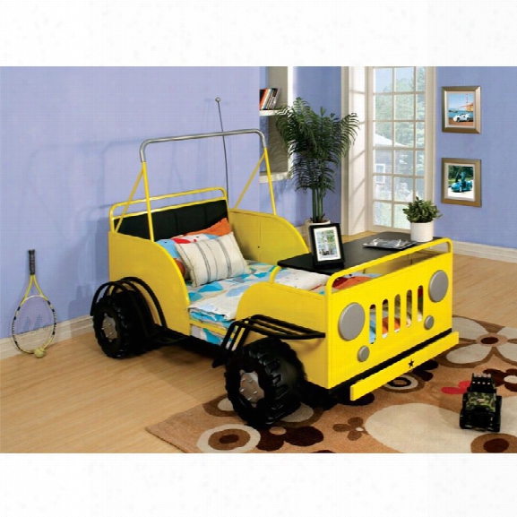 Furniture Of America Trooper Twin Metal Car Bed In Yellow