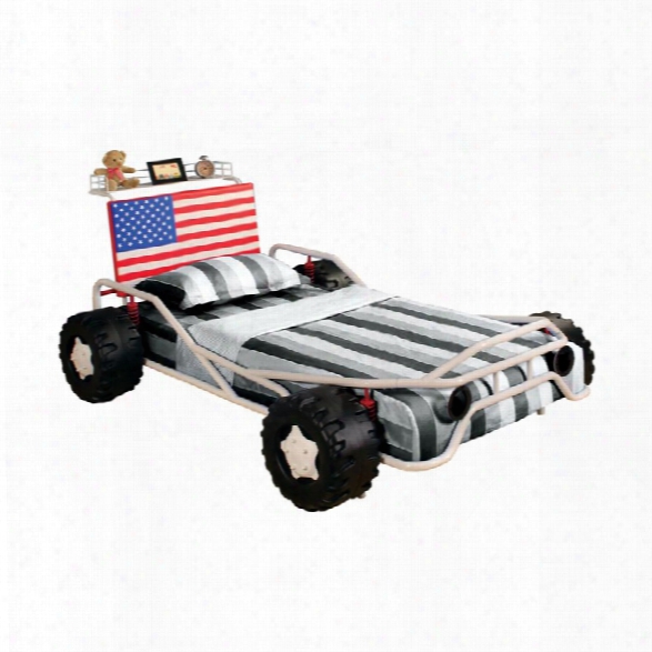 Furniture Of America Whitlock Twin Metal Flag Car Bed In White