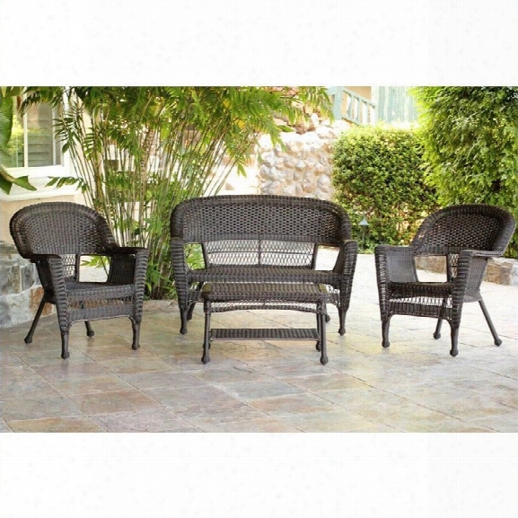 Jeco 4pc Wicker Conversation Set In Espresso