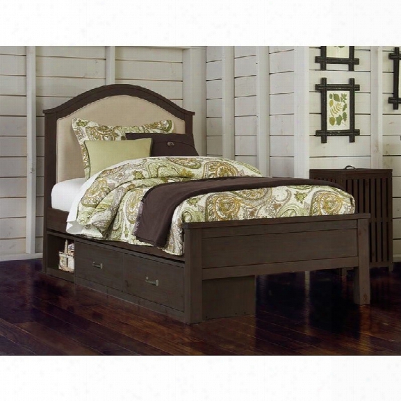 Ne Kids Highlands Bailey Twin Upholstered Storage Bed In Espresso