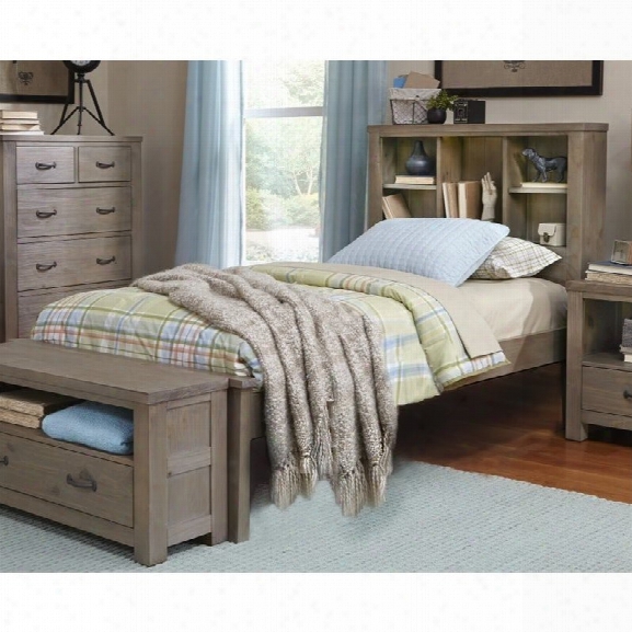 Ne Kids Highlands Twin Bookcase Bed With Trundle In Driftwood