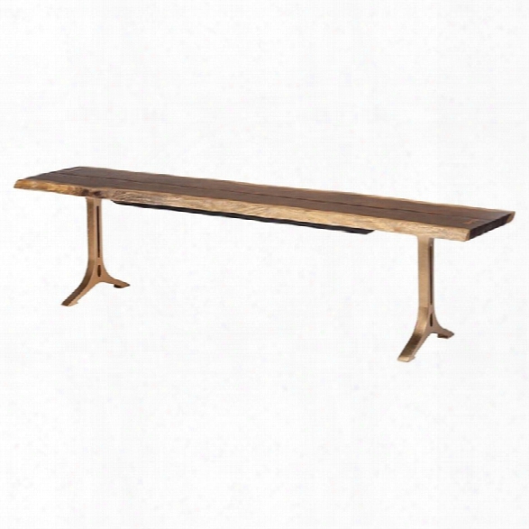 Nuevo Samara Dining Bench In Seared Brown And Bronze