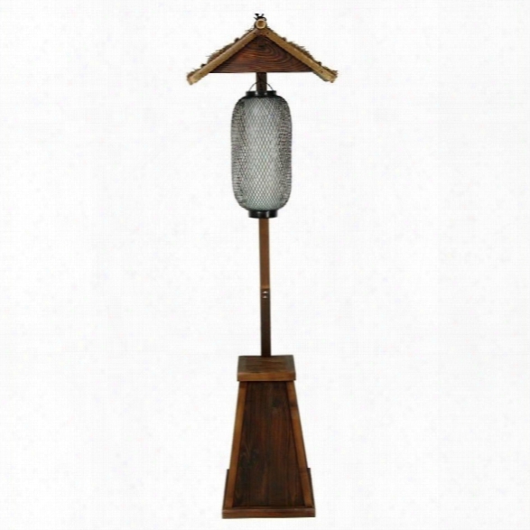 Oriental Furniture Shinto Lantern Stand In Dark Natural