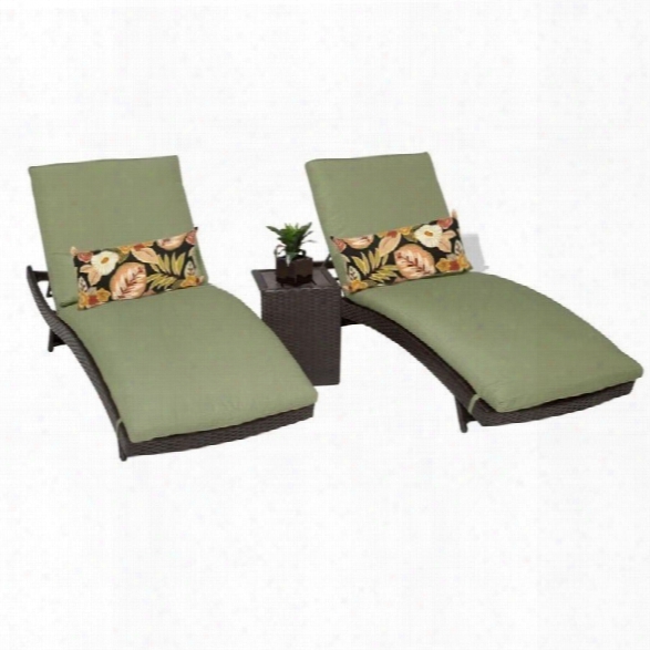 Tkc Bali 2 Wicker Patio Lounges With Side Table In Cilantro