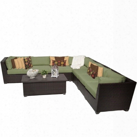 Tkc Barbados 8 Piece Outdoor Wicker Sofa Set In Cilantro