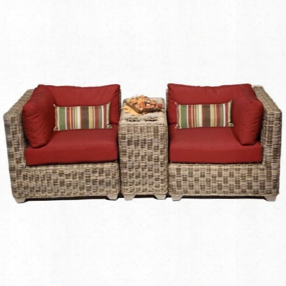 Tkc Cape Cod 3 Piece Outdoor Wicker Sofa Set In Terracotta