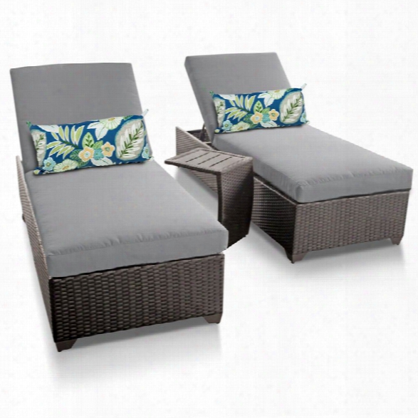 Tkc Classic 3 Piece Patio Chaise Lounge Set In Gray