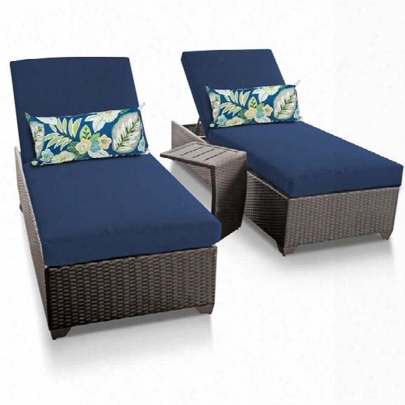 Tkc Classic 3 Piece Patio Chaise Lounge Set In Navy