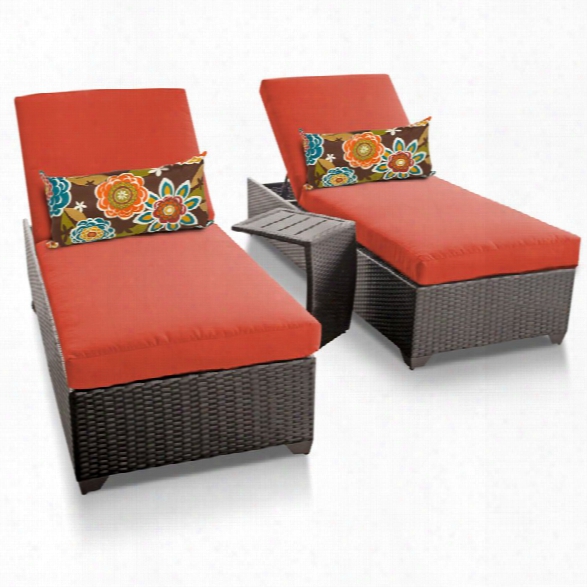 Tkc Classic 3 Piece Patio Chaise Lounge Set In Orange