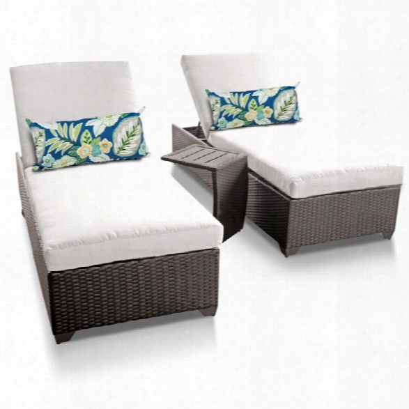 Tkc First-rate Work  3 Piece Patio Chaise Lounge Set In White