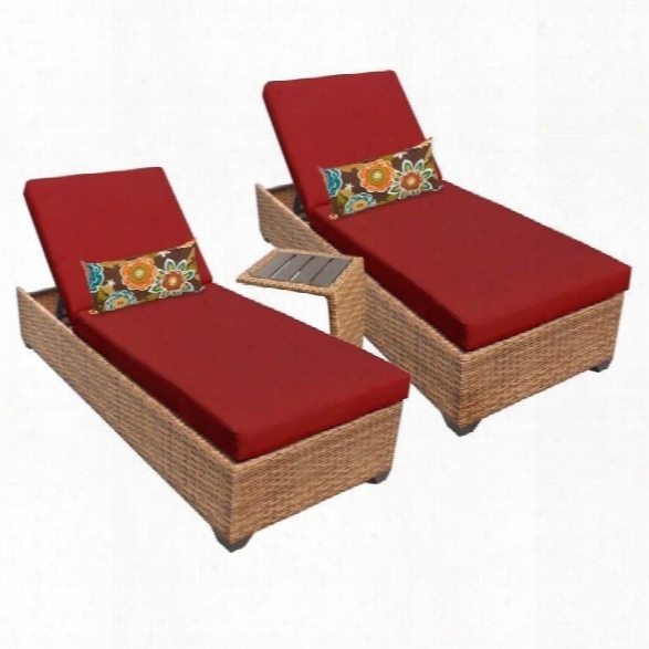 Tkc Laguna 2 Wicker Patio Lounges With Side Table In Terracotta