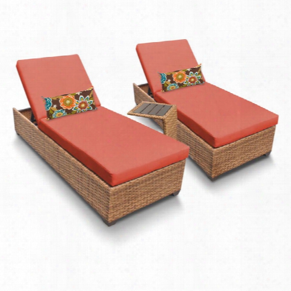 Tkc Laguna 3 Piece Patio Chaise Lounge Set In Orange