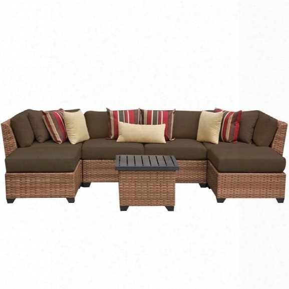 Tkc Laguna 7 Piece Outdoor Wicker Sofa Set In Cocoa