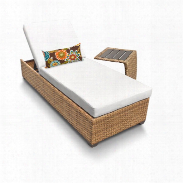 Tkc Laguna Patio Chaise Lounge With Side Table In White