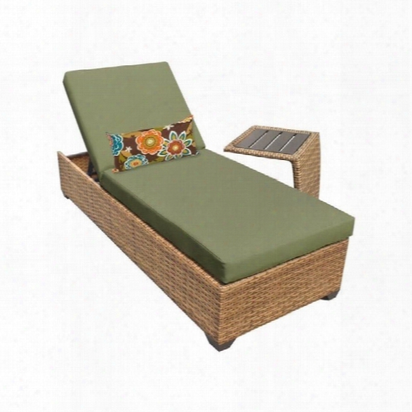 Tkc Laguna Wicker Patio Lounges With Side Table In Cilantro