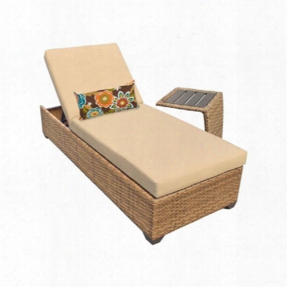 Tkc Laguna Wicker Patio Lounges With Side Table In Sesame