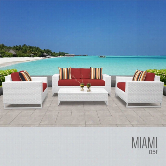 Tkc Miami 5 Piece Patio Wicker Sofa Set In Red