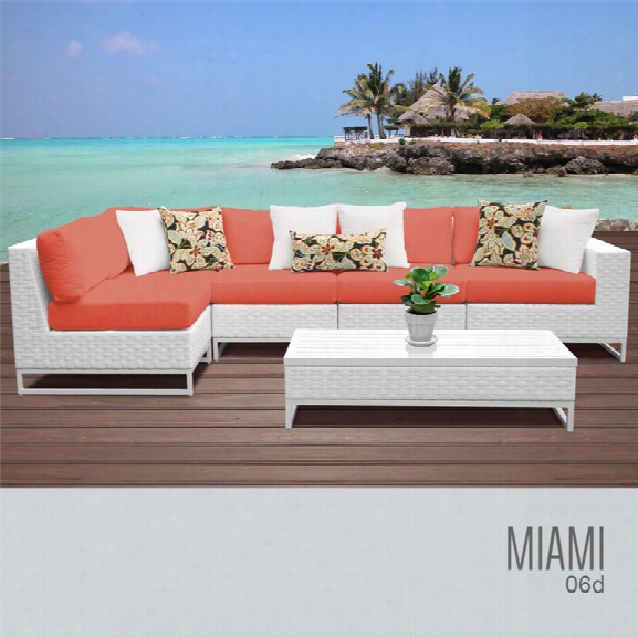 Tkc Miami 6 Piece Patio Wicker Sectional Set In Orange