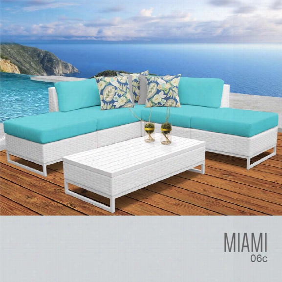 Tkc Miami 6 Piece Patio Wicker Sectional Set In Turquoise