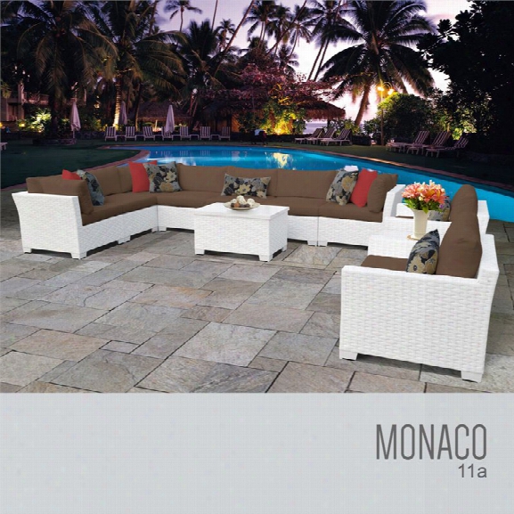 Tkc Monaco 11 Piece Patio Wicker Sofa Set In Brown