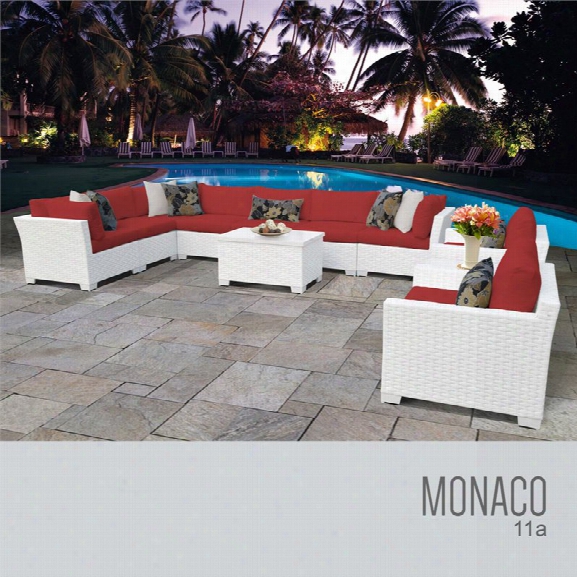 Tkc Monaco 11 Piece Patio Wicker Sofa Set In Red