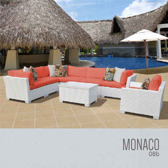 Tkc Monaco 8 Piece Patio Wicker Sofa Set In Orange