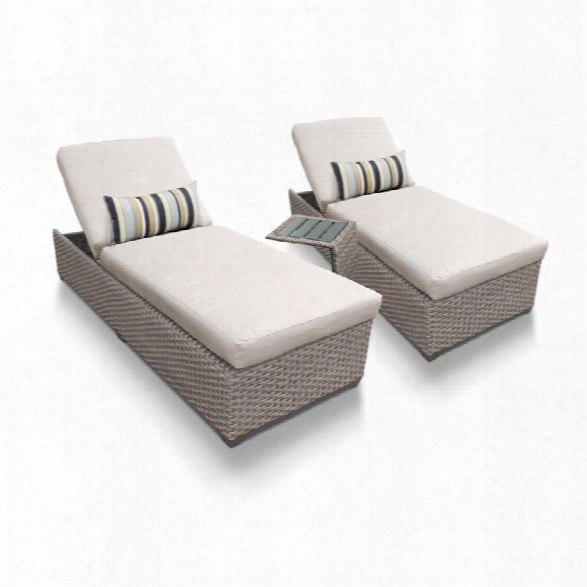 Tkc Oasis 3 Piece Patio Chaise Lounge Set In Beige