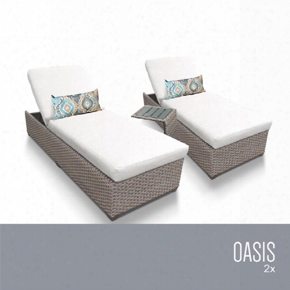 Tkc Oasis 3 Piece Patio Chaise Lounge Set In White