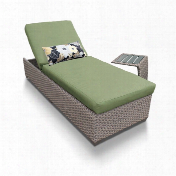 Tkc Oasis Patio Chaise Lounge With Side Table In Green