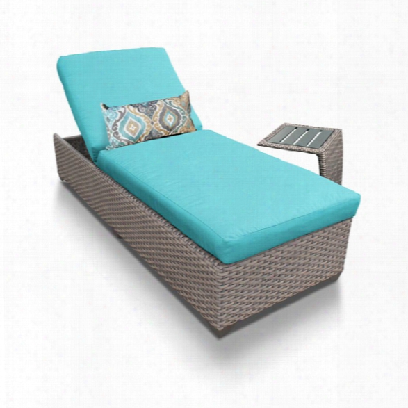 Tkc Oasis Patio Chaise Lounge With Side Table In Turquoise