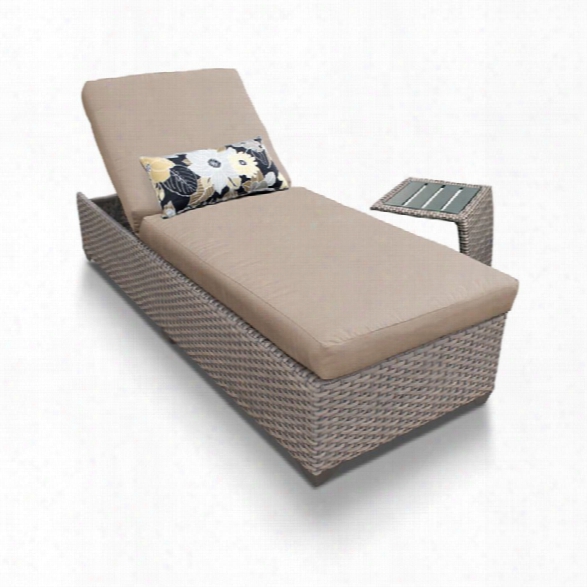 Tkc Oasis Patio Chaise Lounge With Side Table In Wheat