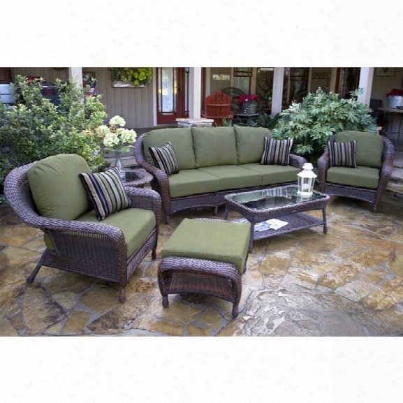 Tortuga Sea Pines 6 Piece Outdoor Sofa Sets-java/ Montfleuri Sangria