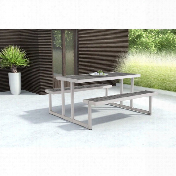 Zuo Cuomo Picnic Table In Brushed Aluminum